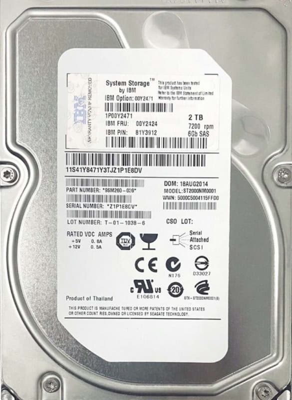 Жесткий диск IBM 81Y3912 2Tb 7200 SAS 3,5" HDD