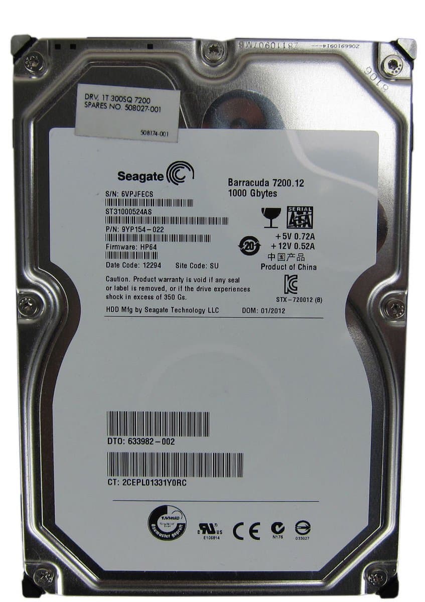 Жесткий диск HP 1Tb 7200 SATAII 3.5" HDD
