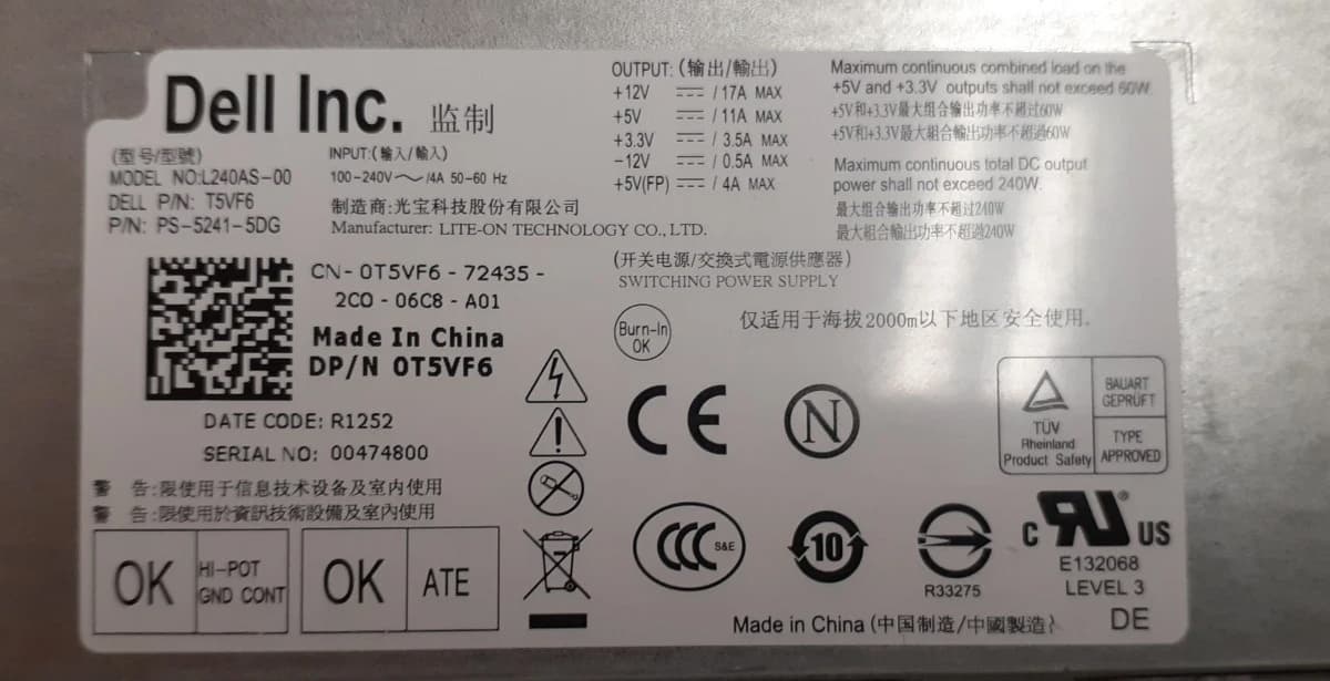 Блок Питания Dell PS-5241-5DG 240W