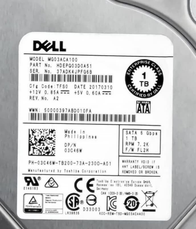 Жесткий диск Dell HDEPQ03D0A51 1Tb  SATAIII 3,5" HDD