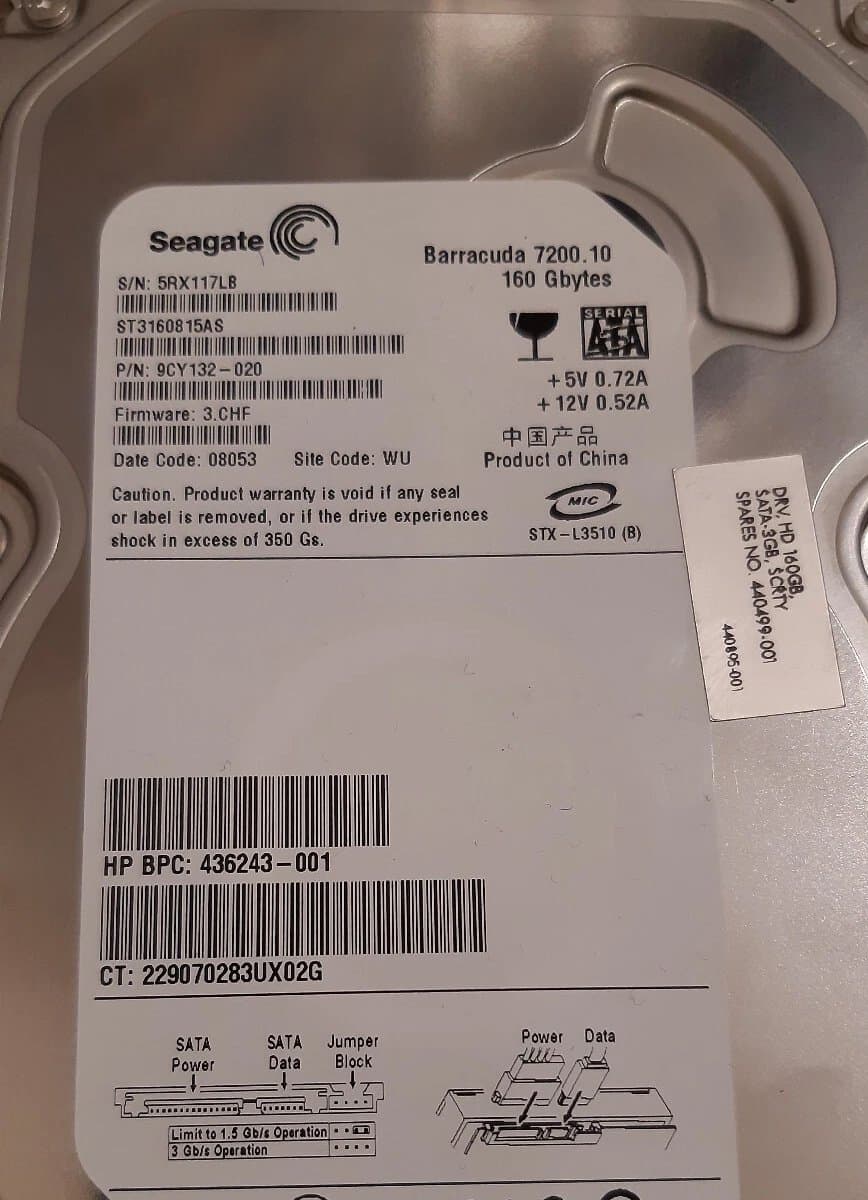 Жесткий диск HP 160Gb 7200 SATAII 3.5" HDD 440499-001
