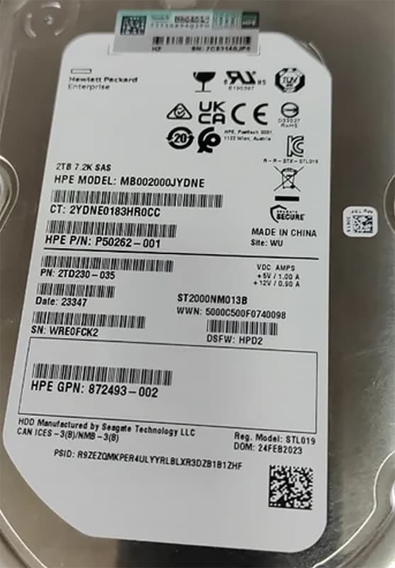 Жесткий диск HP MB002000JYDNE 2Tb 7200 SAS 3,5" HDD