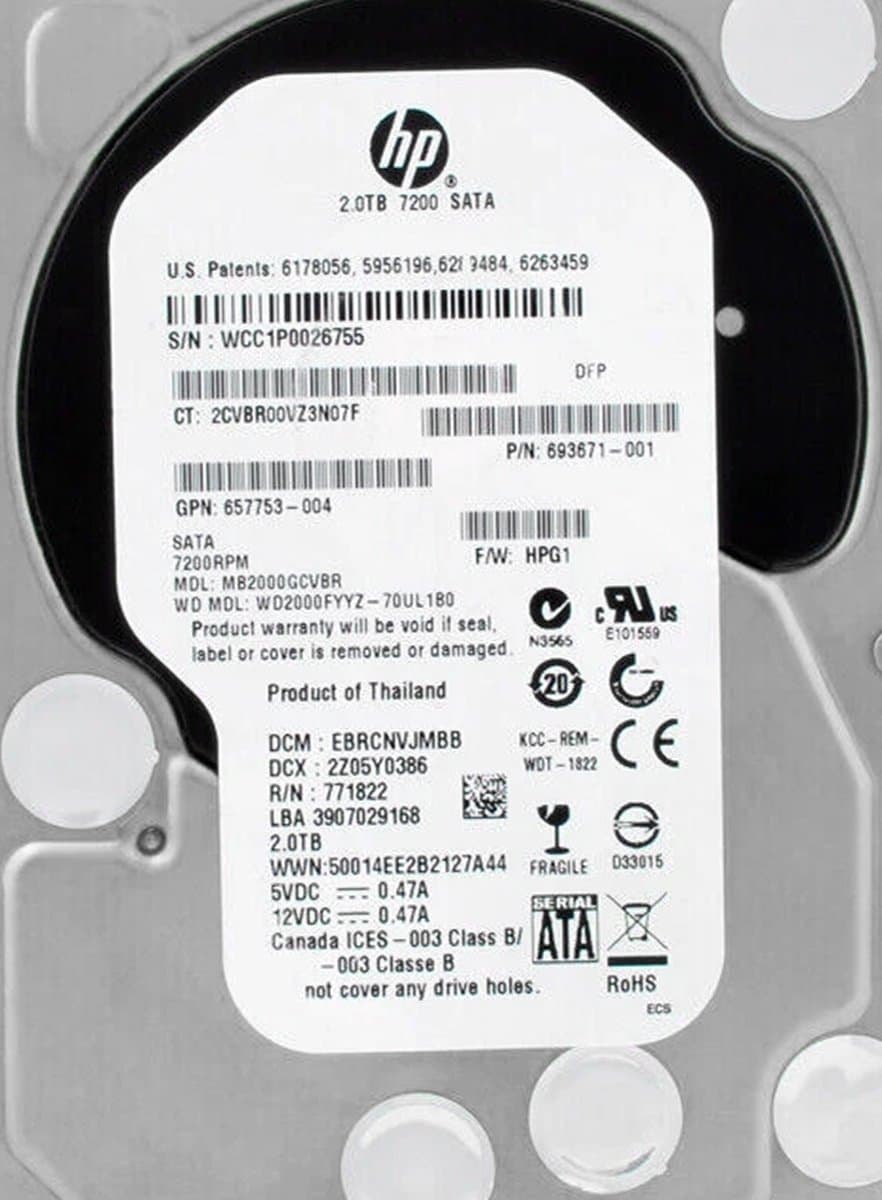 Жесткий диск HP 2Tb 7200 SATAIII 3.5" HDD 693671-001