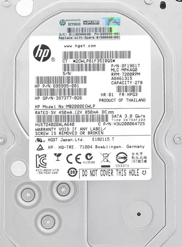 Жесткий диск HP MB2000ECWLP 2Tb 7200 SATAII 3.5" HDD