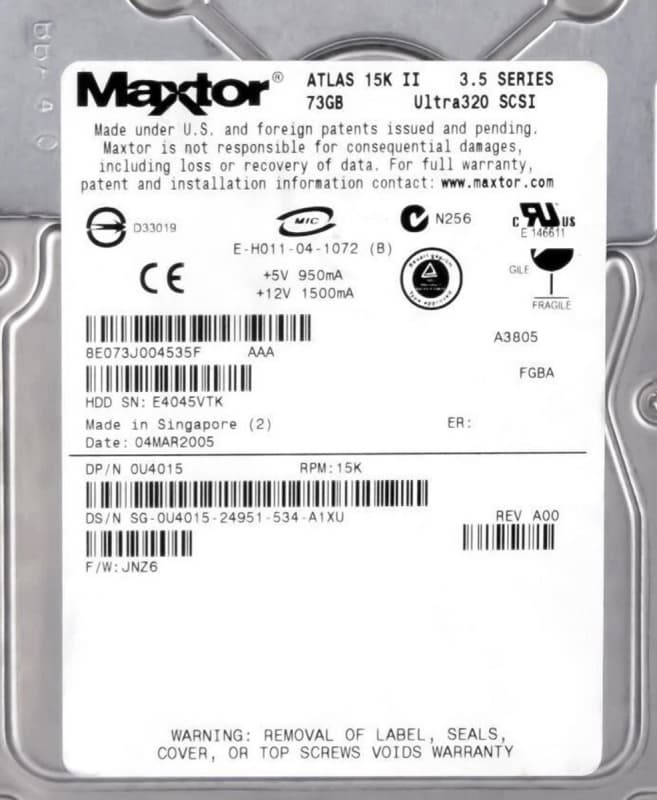 Жесткий диск Dell 0U4015 73Gb  U320SCSI 3.5" HDD