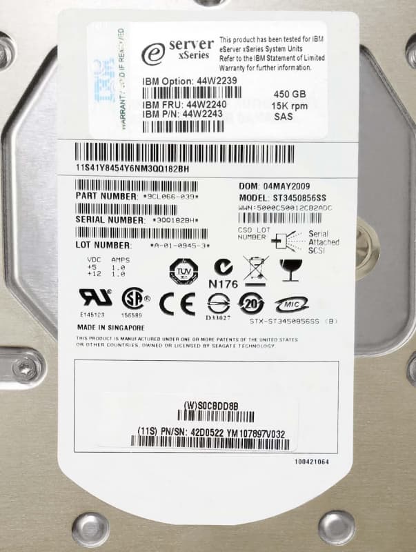 Жесткий диск IBM 44W2239 450Gb  SAS 3,5" HDD