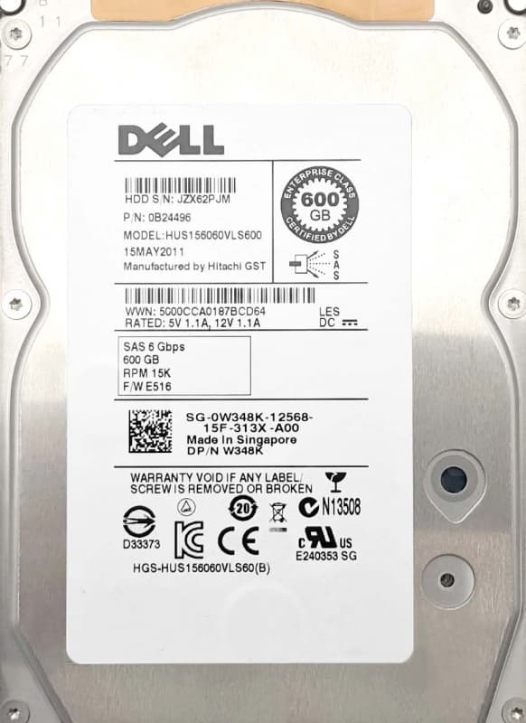 Жесткий диск Dell W348K 600Gb  SAS 3,5" HDD