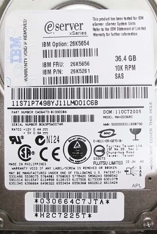 Жесткий диск IBM 26K5656 36,4Gb 10000 SAS 2,5" HDD