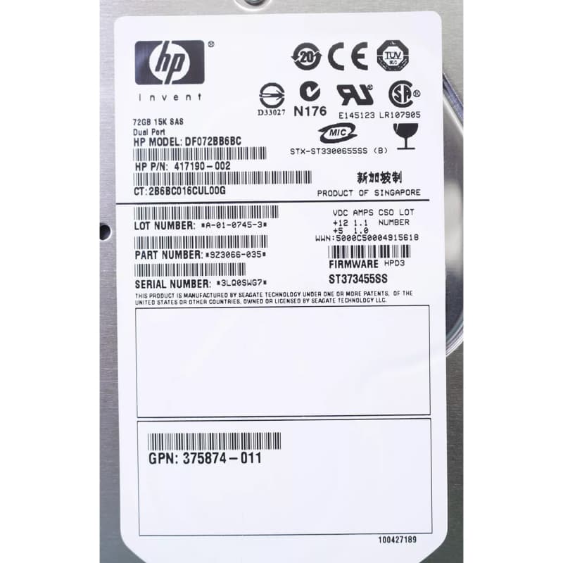 Жесткий диск HP DF072BB6BC 72Gb  SAS 3,5" HDD