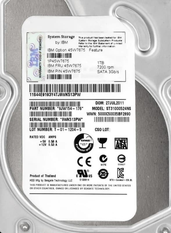 Жесткий диск IBM 9JW154-176 1Tb 7200 SATAII 3.5" HDD