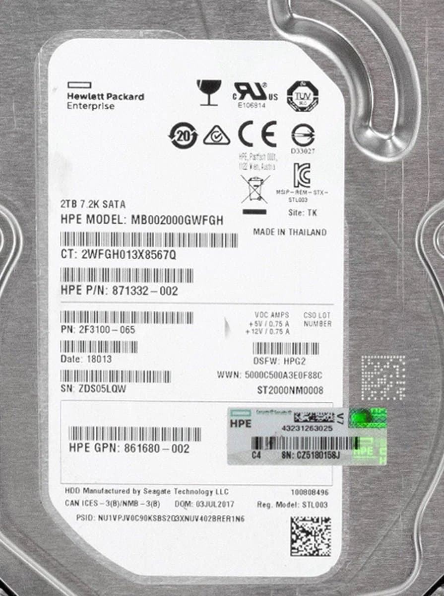 Жесткий диск HP 2Tb 7200 SATAIII 3.5" HDD 2F3100-065