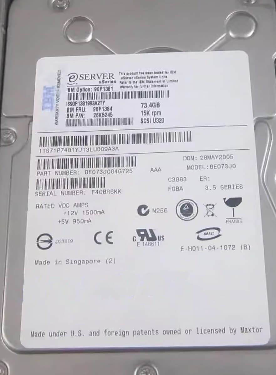Жесткий диск IBM 73,4Gb 15000 U320SCSI 3.5" HDD 90P1381