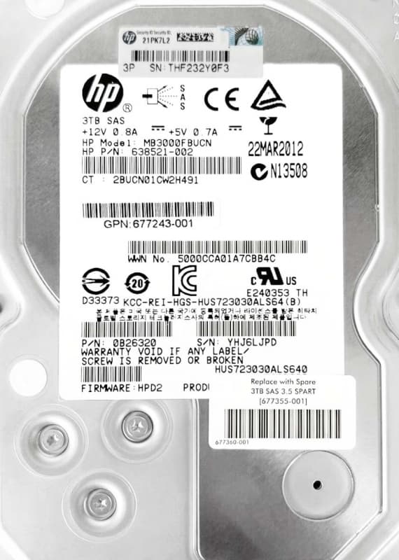 Жесткий диск HP 677355-001 3Tb 7200 SAS 3,5" HDD