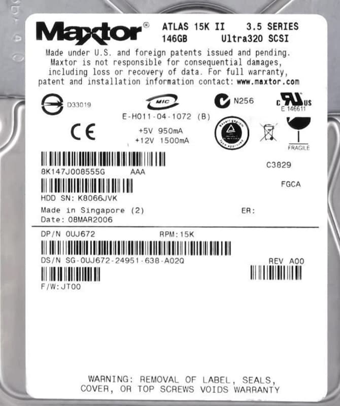 Жесткий диск Dell UJ672 146Gb  U320SCSI 3.5" HDD