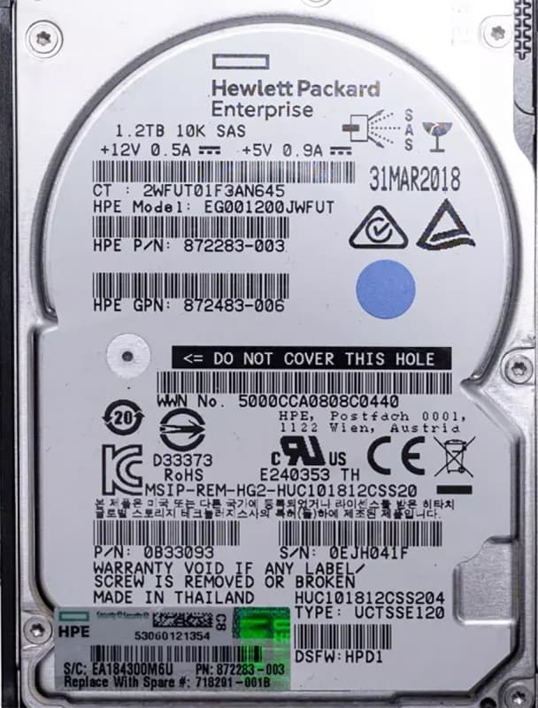 Жесткий диск HP EG001200JWFUT 1,2Tb SAS 2,5" HDD