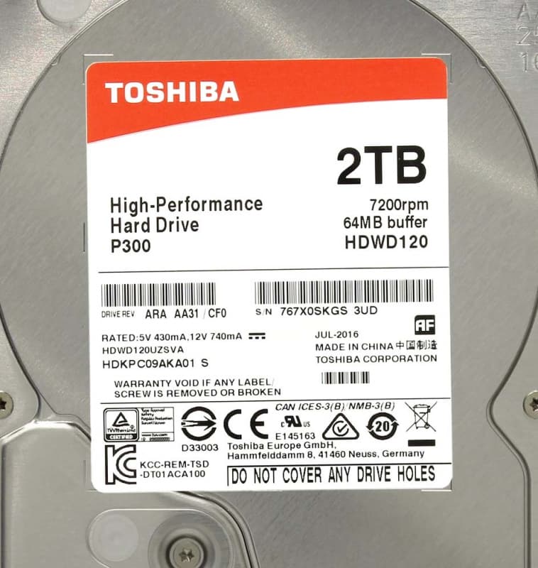 Жесткий диск Toshiba HDWD120UZSVA 2Tb 7200 SATAIII 3,5" HDD
