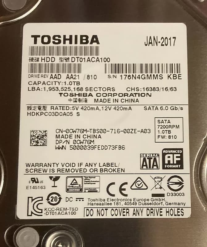 Жесткий диск Dell CW76M 1Tb 7200 SATAIII 3,5" HDD