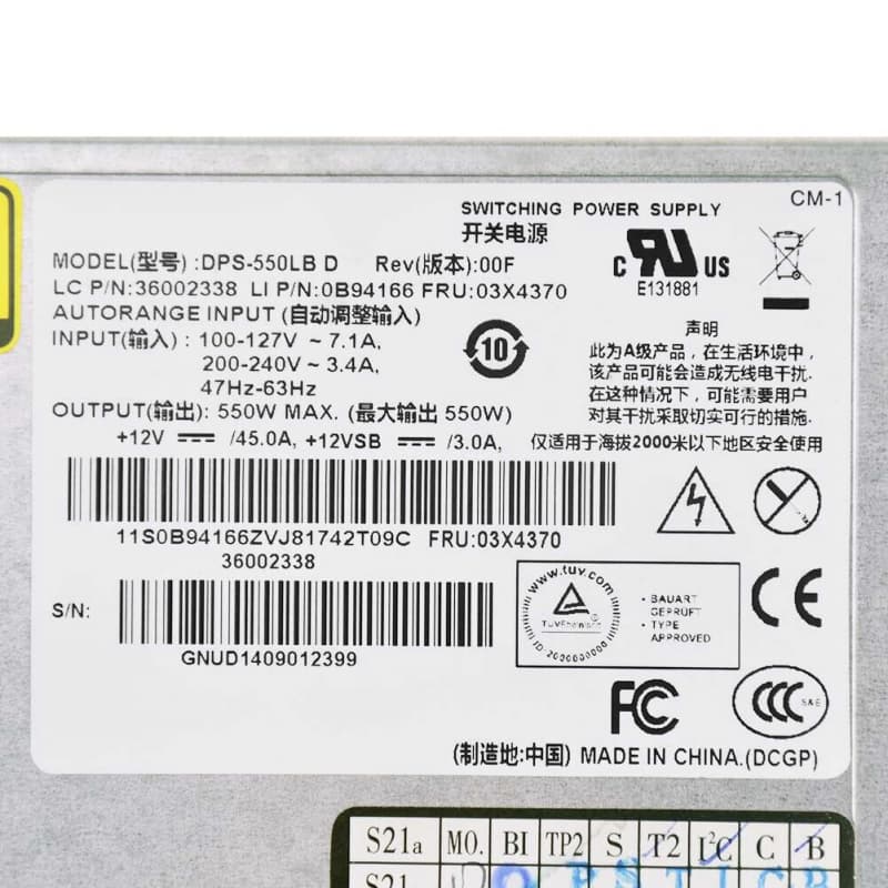 Резервный Блок Питания Lenovo 36002338 550W