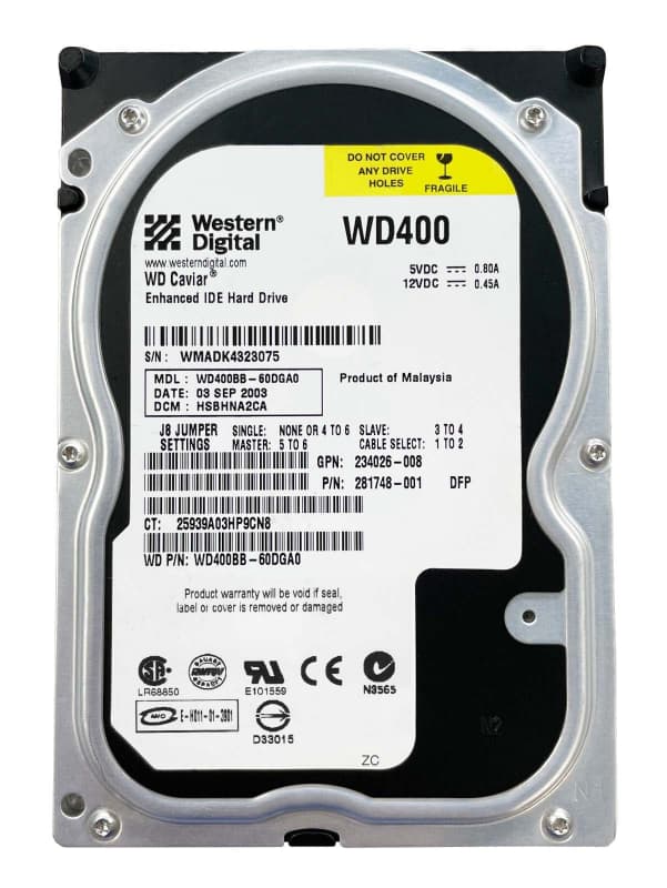 Жесткий диск Western Digital WD400BB-60DGA0 40Gb IDE 3,5" HDD