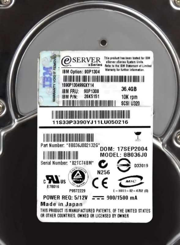 Жесткий диск IBM 90P1304 36.4Gb 10000 U320SCSI 3.5" HDD
