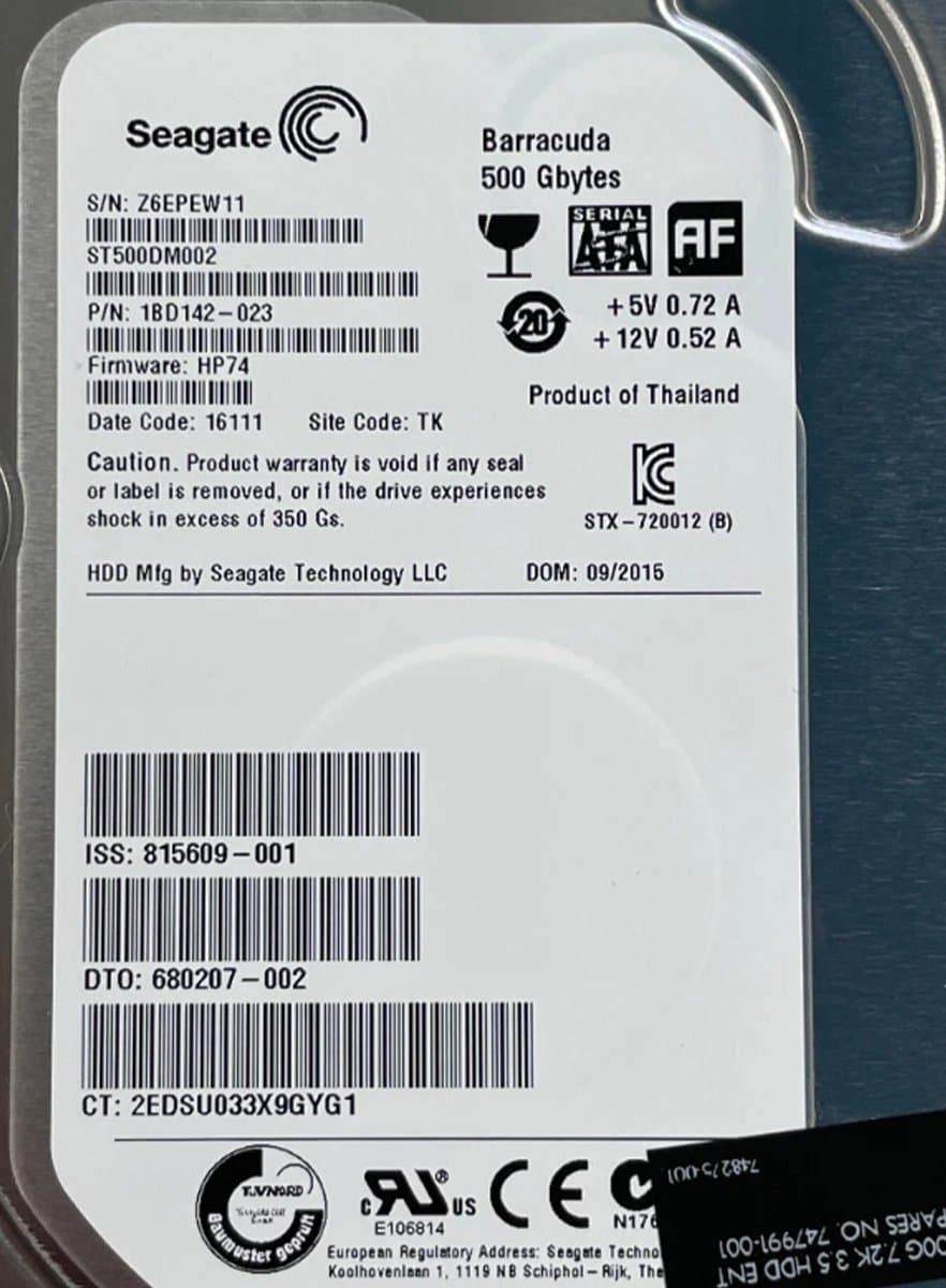 Жесткий диск HP 500Gb 7200 SATAIII 3.5" HDD 815609-001