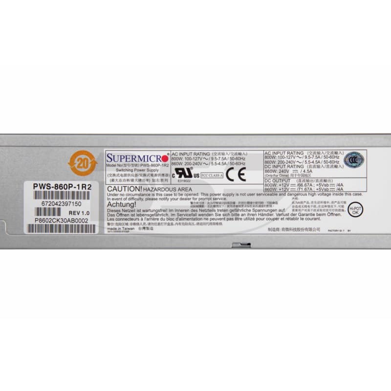Резервный Блок Питания SuperMicro PWS-860P-1R2 860W