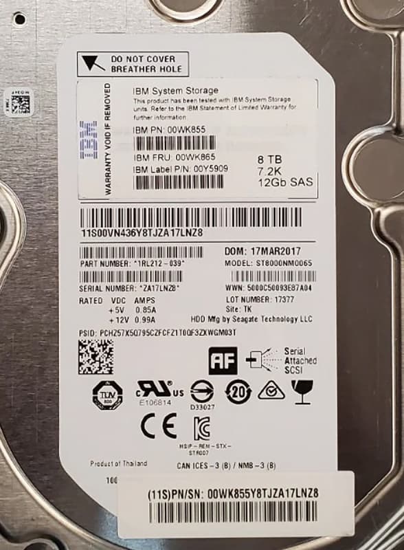 Жесткий диск IBM 1RL212-039 8Tb 7200 SAS 3,5" HDD