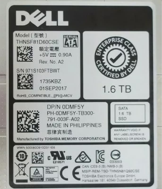 Жесткий диск Dell THNSF81D60CSE 1.6TB SATAIII 2,5" SSD