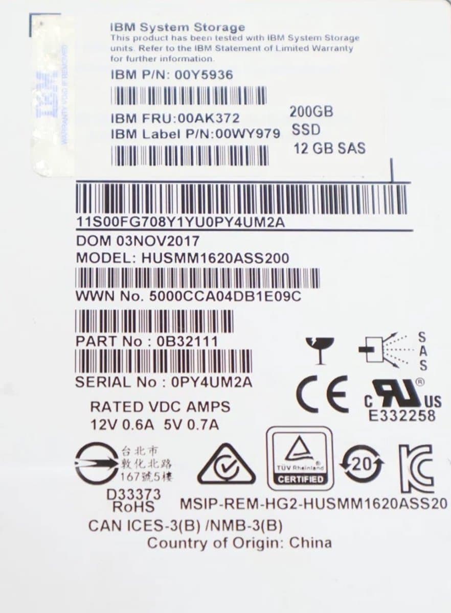Жесткий диск IBM 200Gb  SAS 2.5" SSD 0B32111