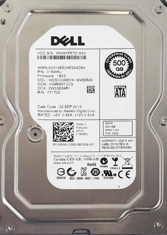 Жесткий диск Dell F455D 500Gb SATAIII 3,5" HDD