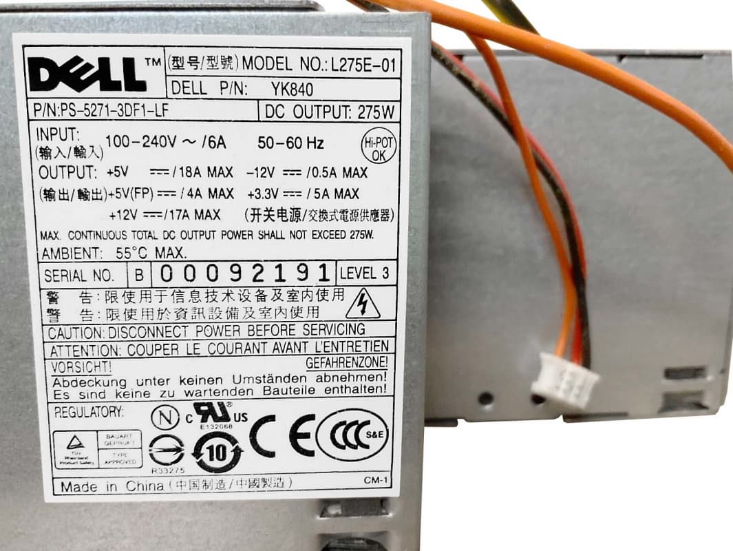 Блок Питания Dell WU142 275W