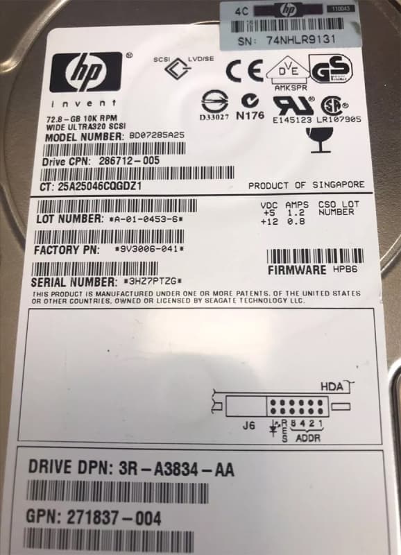 Жесткий диск HP 3R-A3834-AA 72,8Gb  U320SCSI 3.5" HDD