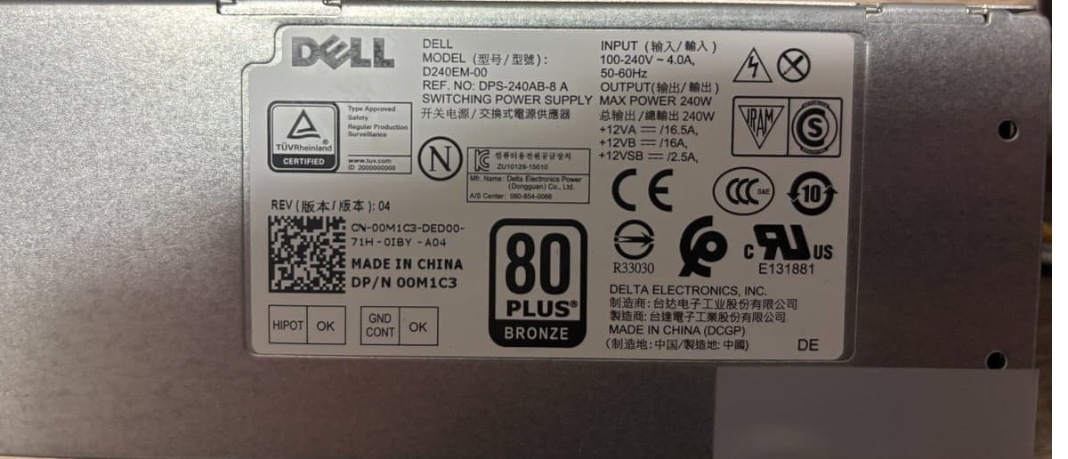 Блок Питания Dell D240EPM-00 240W