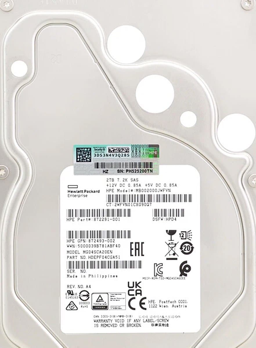 Жесткий диск HP 2Tb 7200 SAS 3.5" HDD MB002000JWFVN