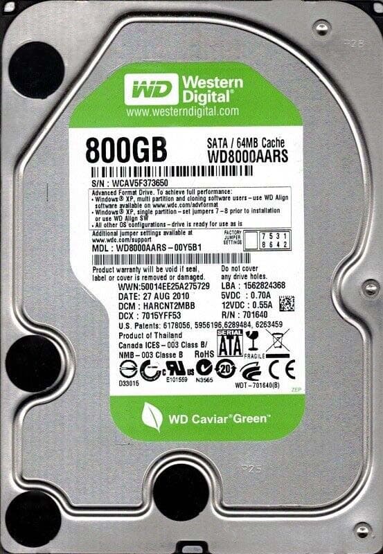 Жесткий Диск Western Digital WD8000AARS 800Gb SATAII 3.5" HDD