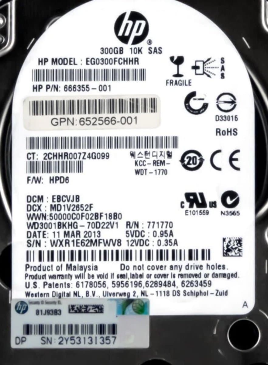 Жесткий диск HP 300Gb 10000 SAS 2.5" HDD 666355-001