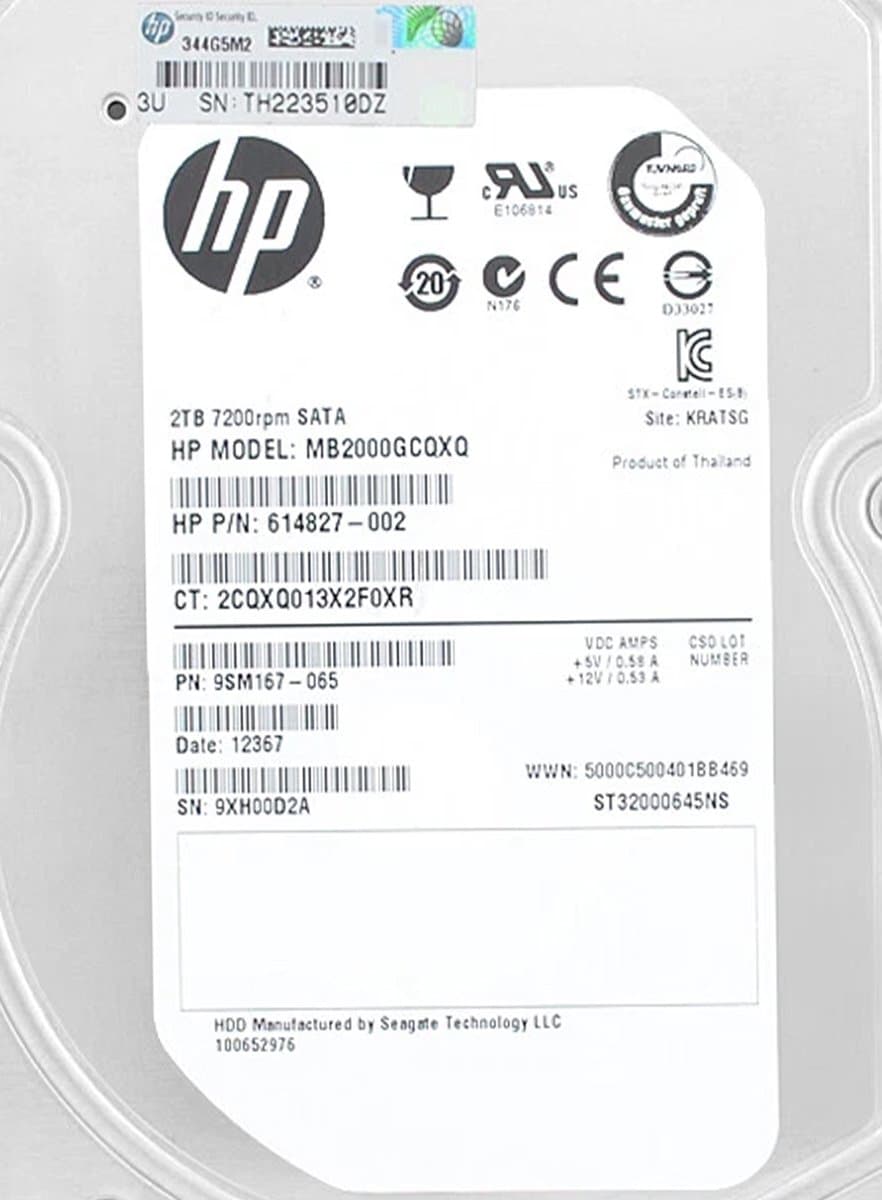 Жесткий диск HP 2Tb 7200 SATAIII 3.5" HDD 614827-002