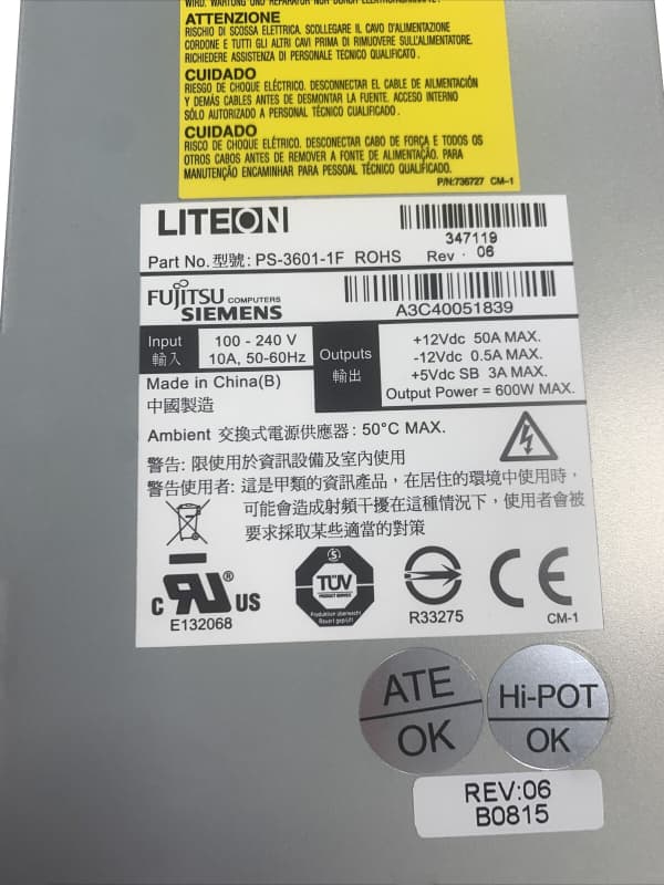 Резервный Блок Питания Fujitsu PS-3601-1F 600W