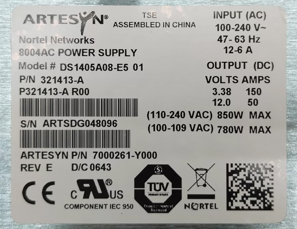 Блок питания Artesyn DS1405A08-E5 850W