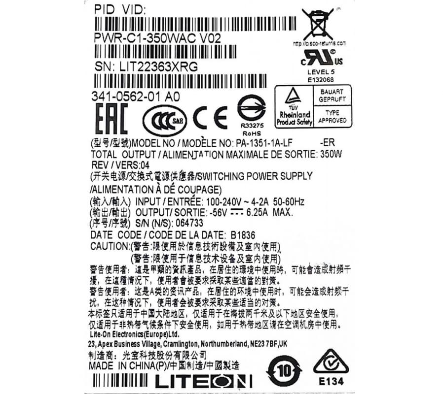 Блок Питания Cisco 341-0562 350W