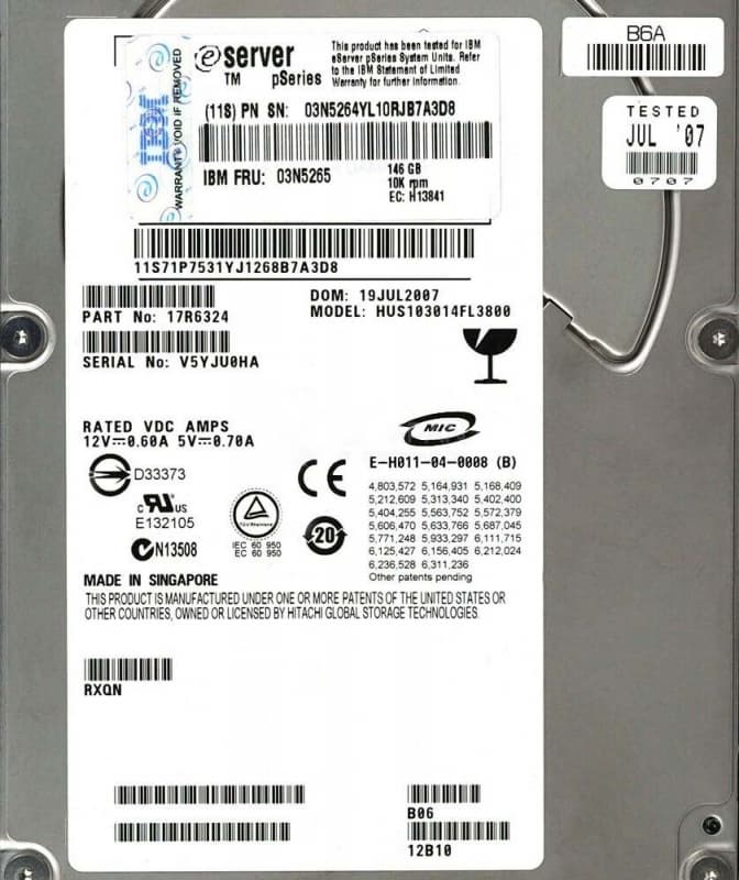 Жесткий диск IBM 03N5264 146Gb 10000 U320SCSI 3,5" HDD