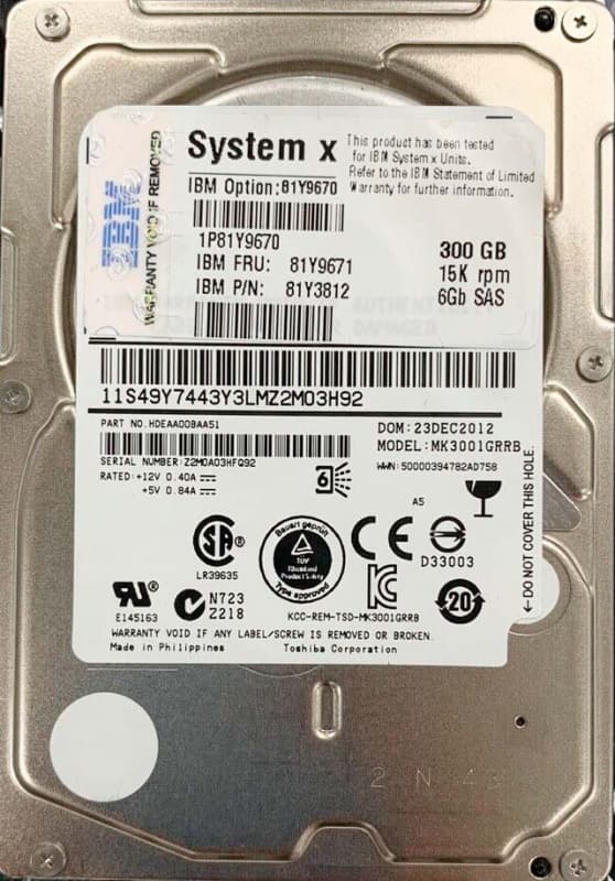 Жесткий диск IBM 81Y9670 300Gb 15000 SAS 2,5" HDD