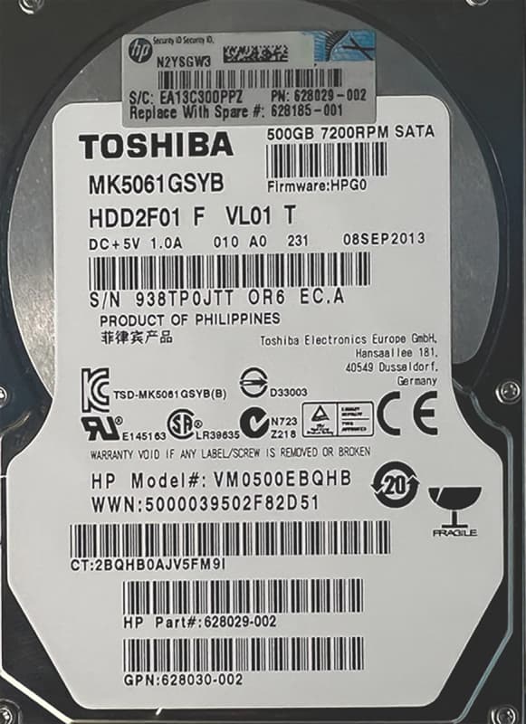 Жесткий диск HP MK5061GSYB 500Gb  SATAII 2,5" HDD