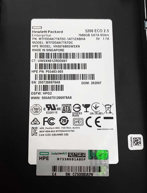 Жесткий диск HP MTFDDAK7T6TDC-1AT1ZABHA 7.68Tb SATAIII 2,5" SSD