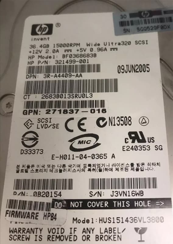 Жесткий диск HP 3R-A4409-AA 36,4Gb U320SCSI 3.5" HDD