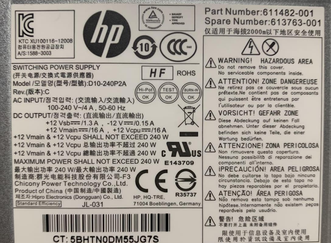 Блок Питания HP D10-240P2A 240W