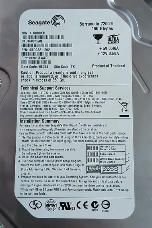 Жесткий диск Seagate 9CS032 160Gb 7200 IDE 3.5" HDD