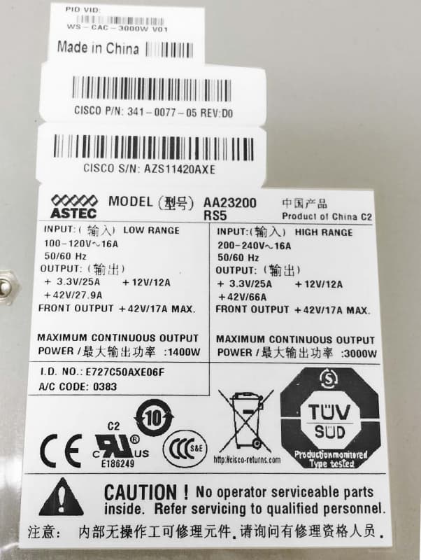 Резервный Блок Питания Cisco 341-0077-05 3000W