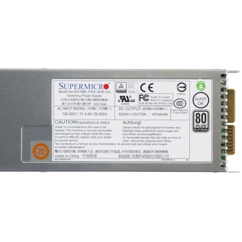 Резервный Блок Питания SuperMicro PWS-920P-SQ 920W