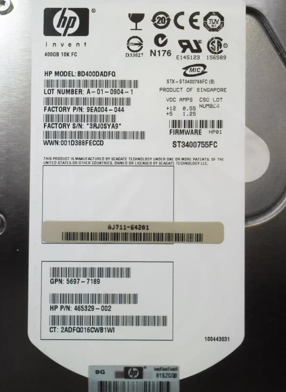 Жесткий диск HP BD400DADFQ 400Gb  Fibre Channel  3,5" HDD